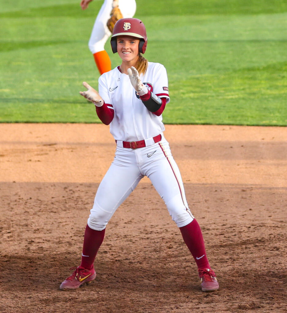 softball player clapping hand